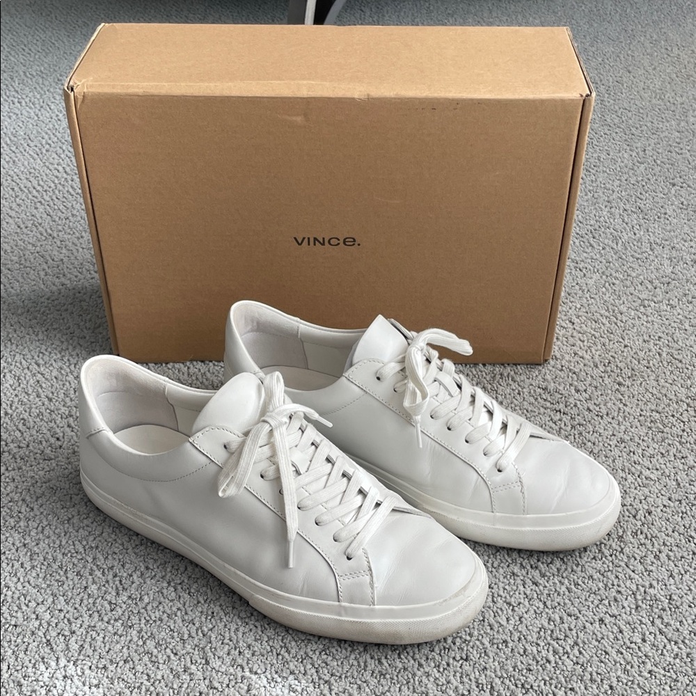 Vince Fulton White Leather Low-Top Sneakers
